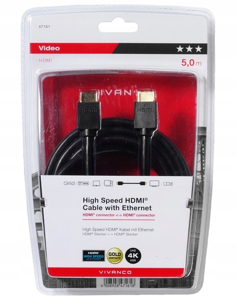 

Hdmi-hdmi 5m 2.0 3D Arc 4K Uhd/hdr 18Gbps Vivanco