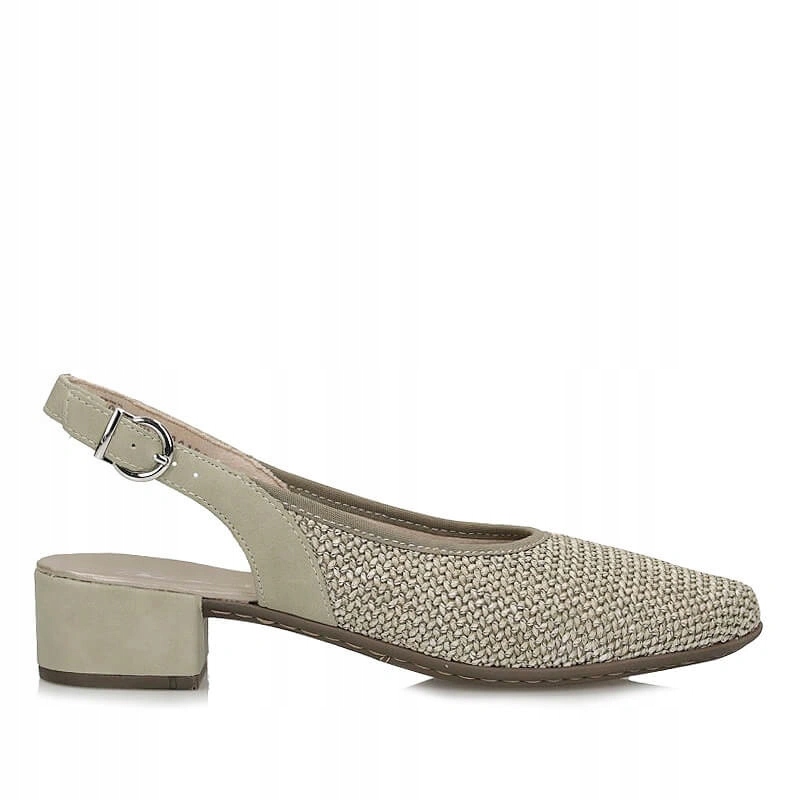 Dámské lodičky Rieker 47060-52 zelené s přezkou a odkrytou patou