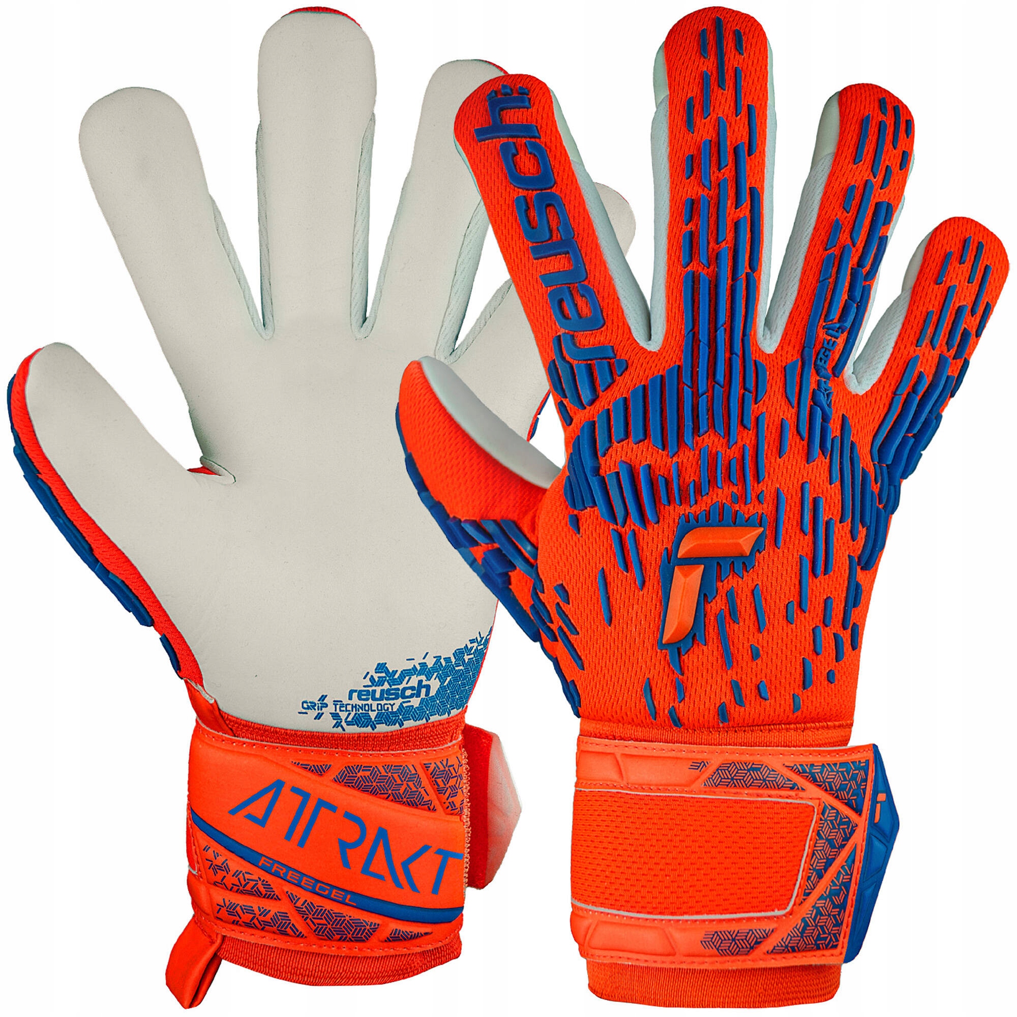 Reusch Rękawice Bramkarskie Attrakt Freegel Silver Junior orange blue 5