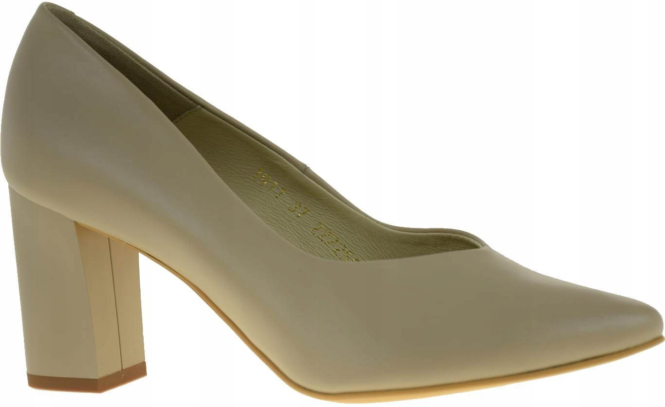 Elegantní Dámské Lodičky Clasicco 1911 536 Kůže Béžová Stabilní Podpatek VEL.41