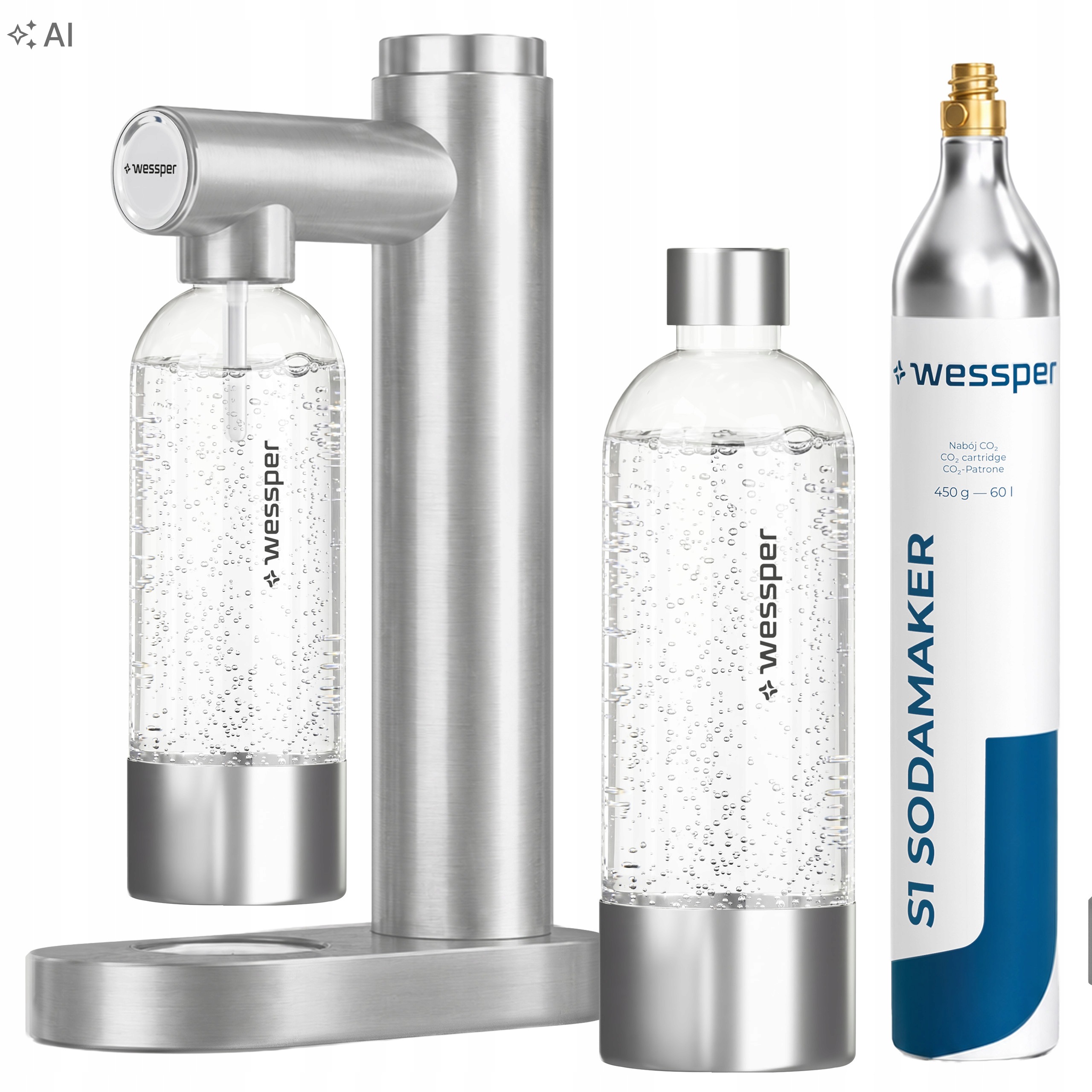 Výrobník Sody ocelový na sycení vody Láhev na vodu Cylinder CO2 Wessper