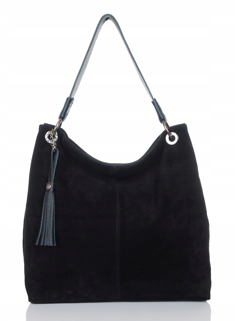 VERA PELLE Włoska Zamszowa TOREBKA worek SKÓRA ZJ2 Wysokość 35 cm