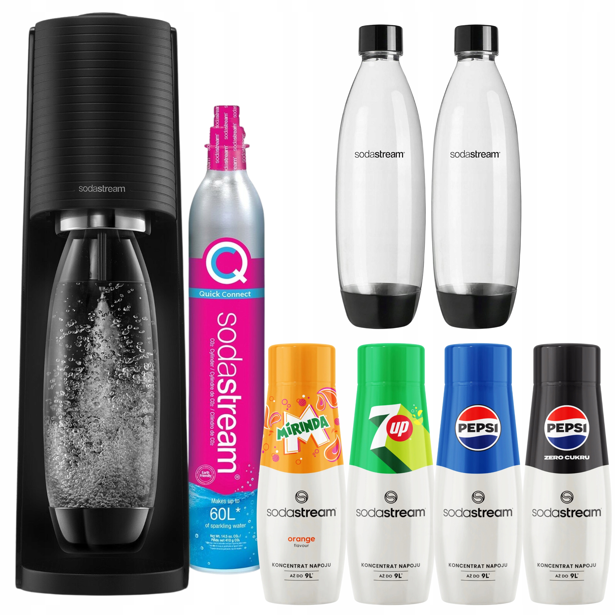 Sada Sodastream Terra 2 fľaše 4x sirupy 440 ml Pepsi, Pepsi Max, 7UP