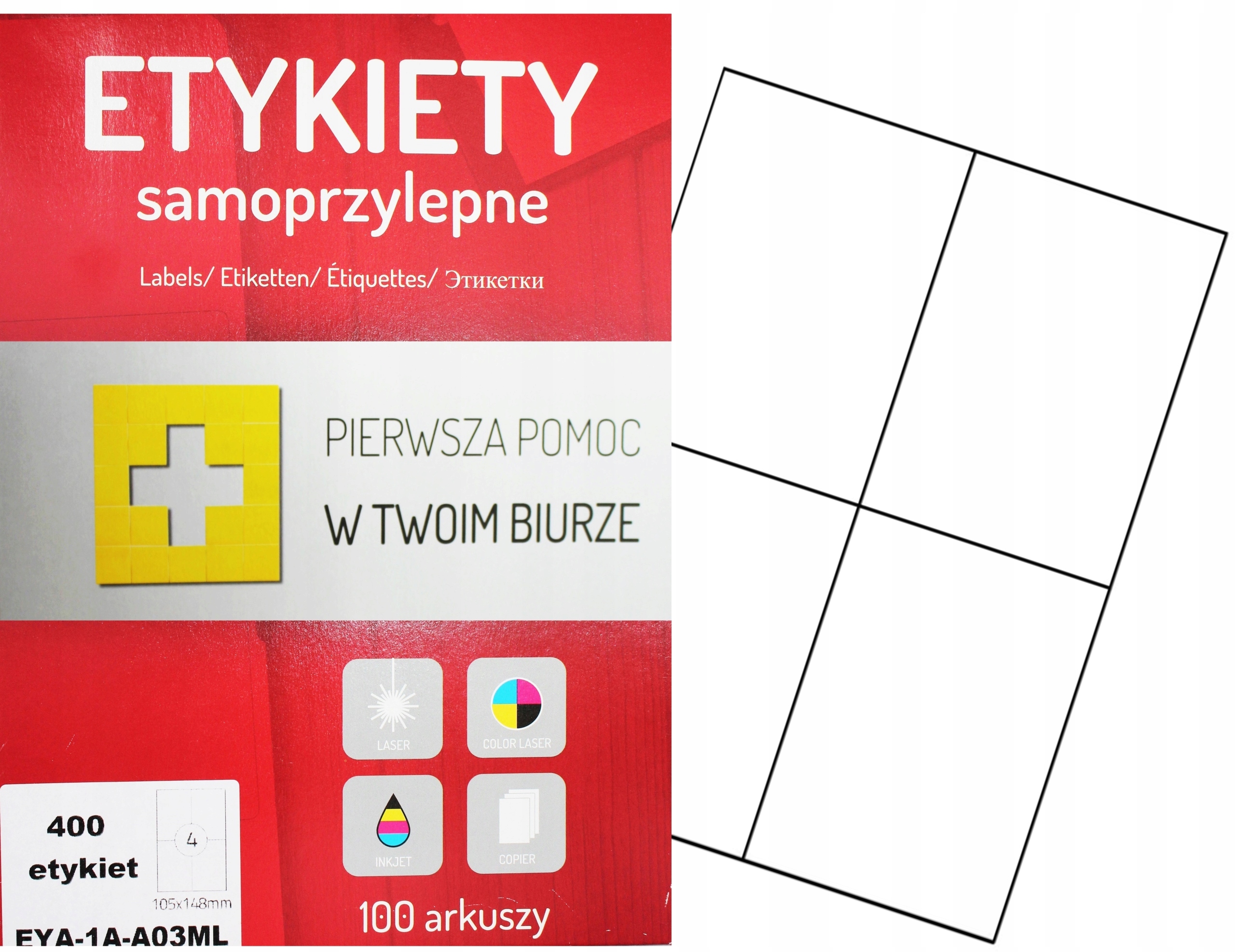 

Etykiety samoprzylepne A4 100 arkuszy 105x148mm