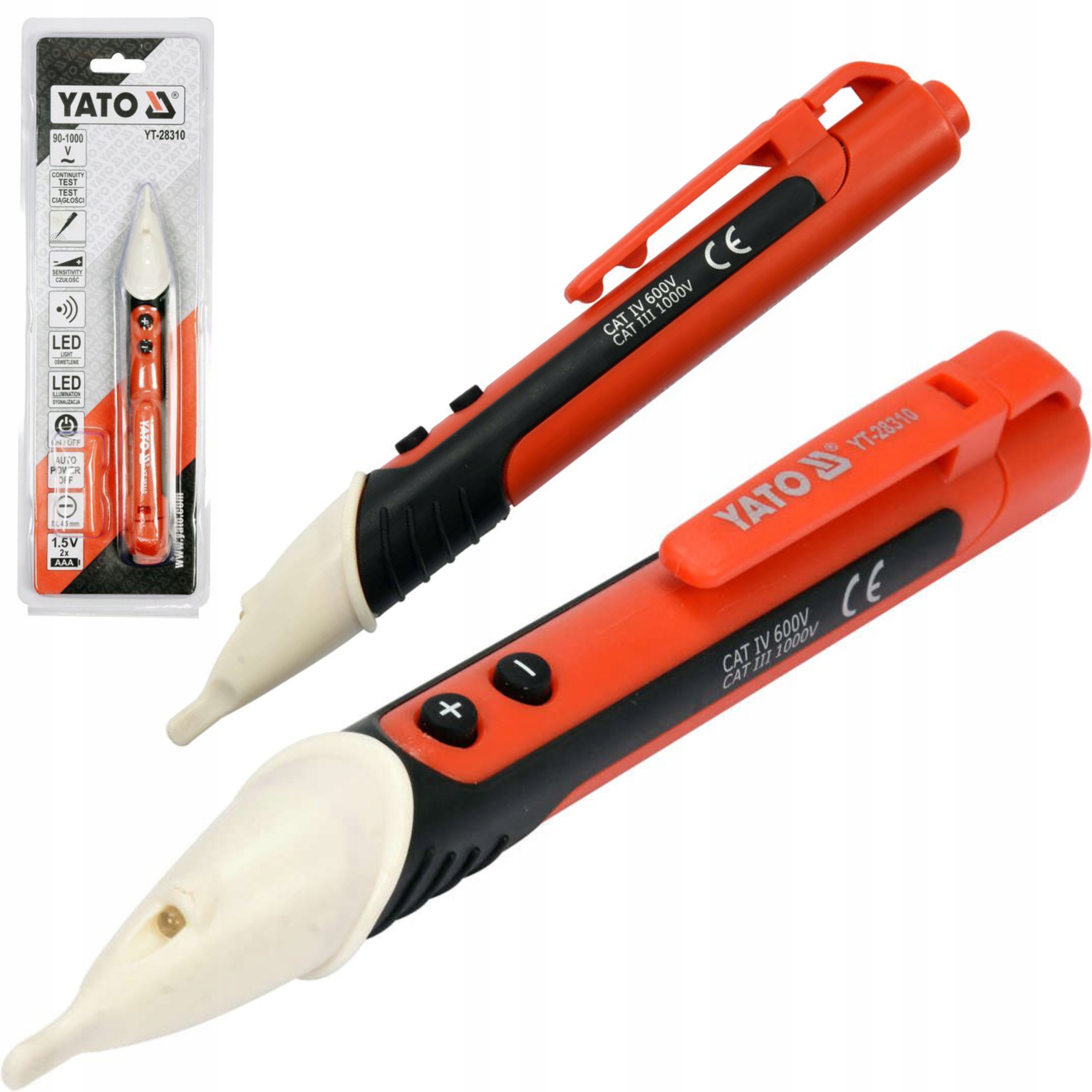 YATO TESTER NAPIĘCIA PRÓBNIK INDUKCYJNY NAPIĘĆ DIODY LED 90-1000 YT-28310