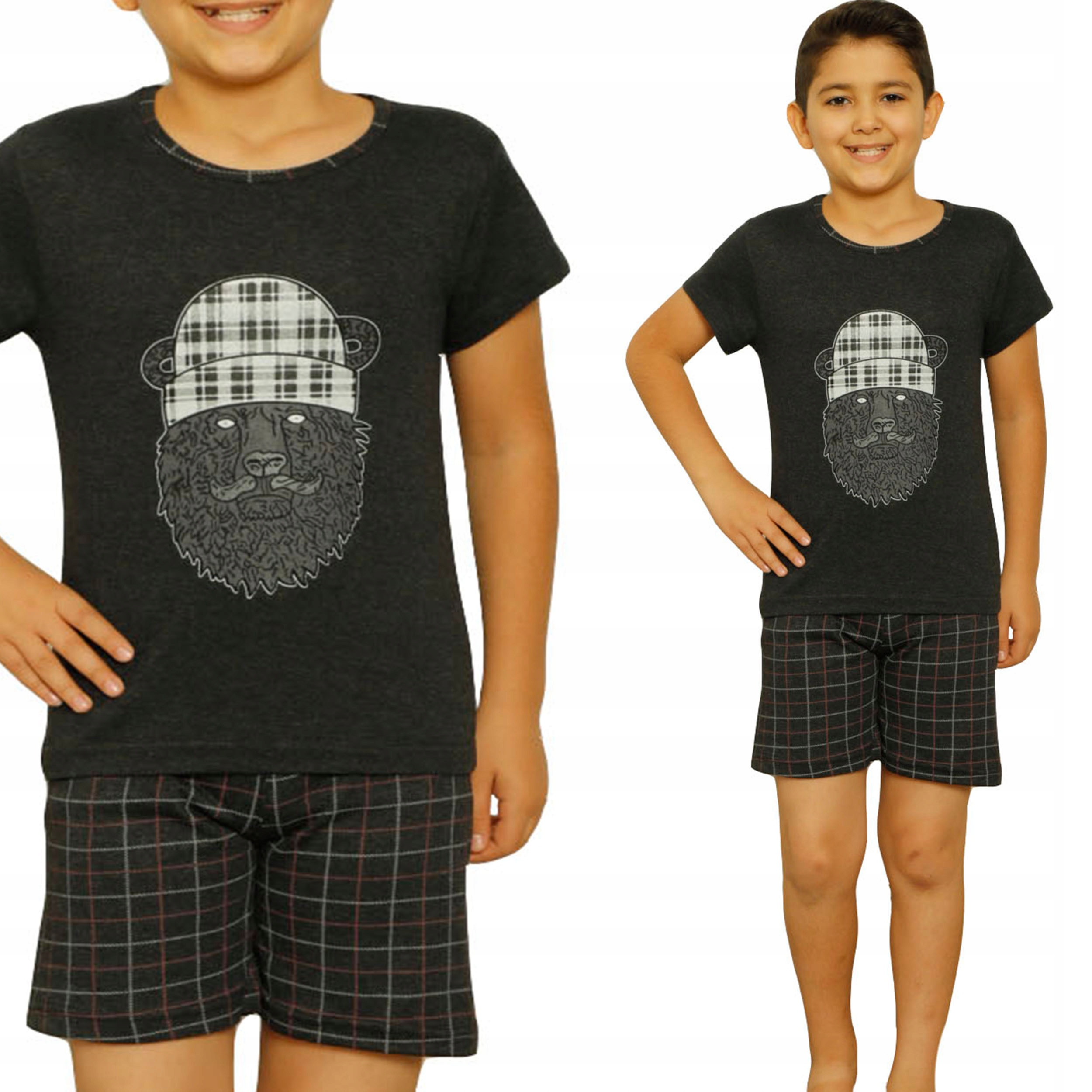 

Piżama Chłopięca dziecięca Krótka Kratka Nadruk