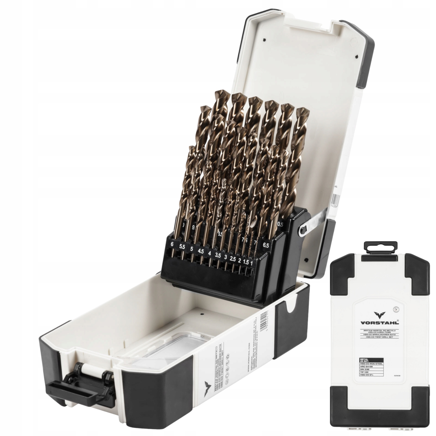Zestaw wierteł do metalu Hss-co kobaltowe kpl. 25 szt 1-13mm Vorstahl
