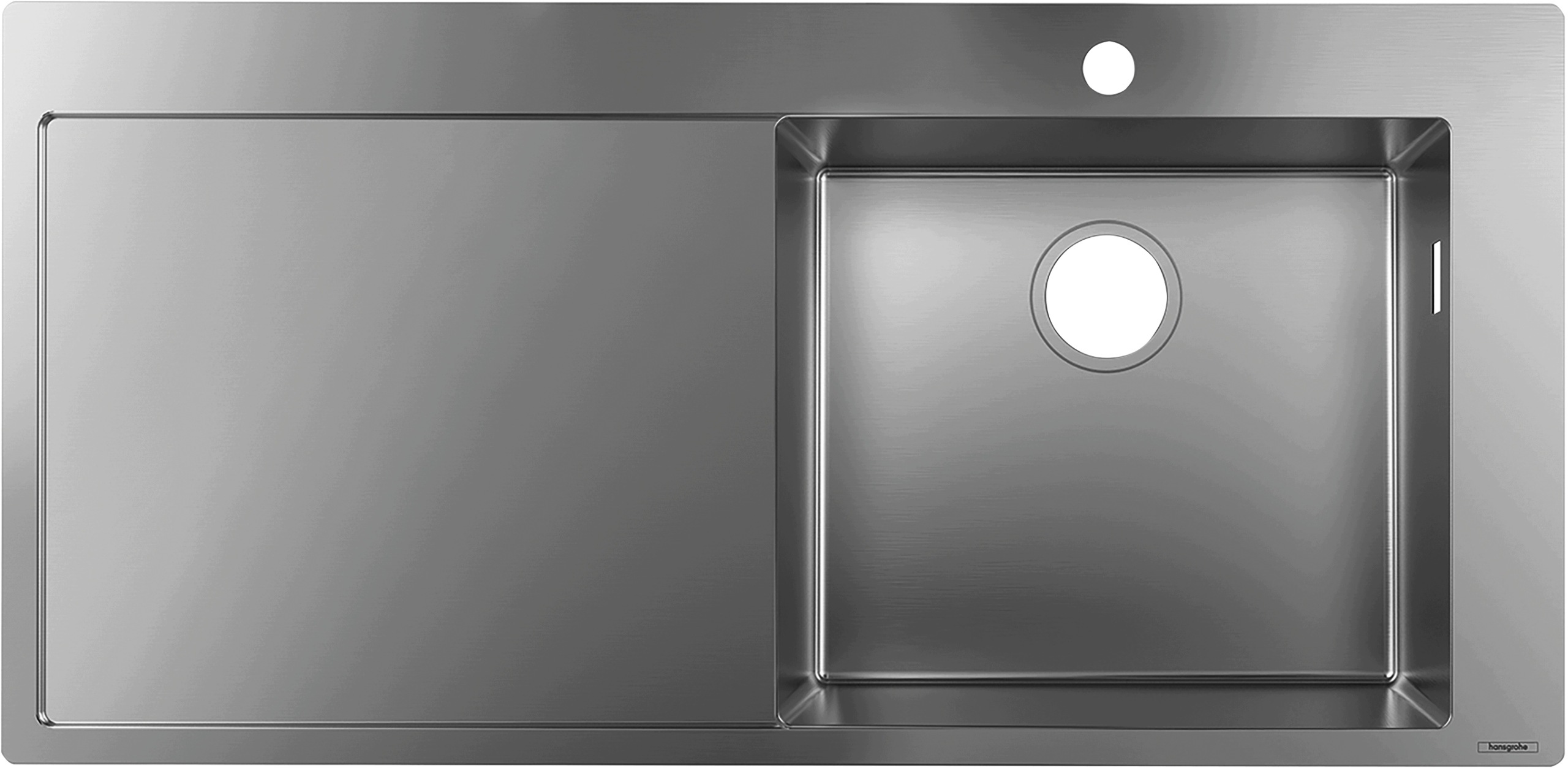 Zlew Hansgrohe nablatowy stal szlachetna z ociekaczem 1025 x 490 43306800