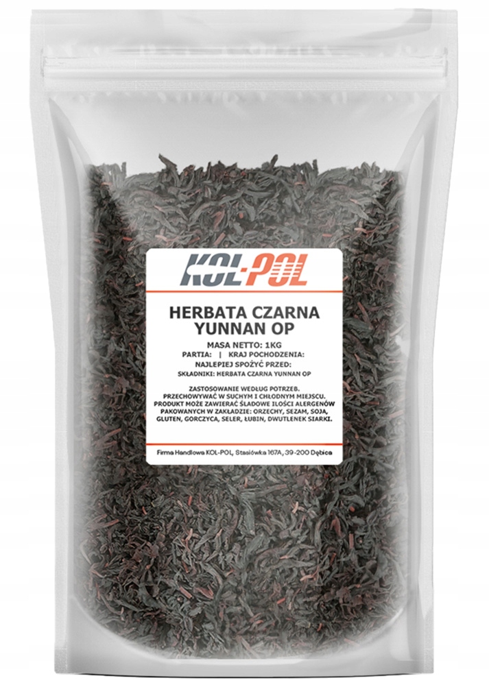 HERBATA CZARNA YUNNAN OP 1kg Liściasta naturalna wysoka jakość Kol-Pol EAN (GTIN) 5904041075230