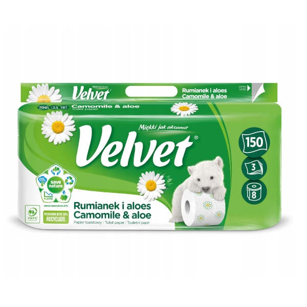 

Velvet Papier toaletowy Rumianek i aloes 8szt.