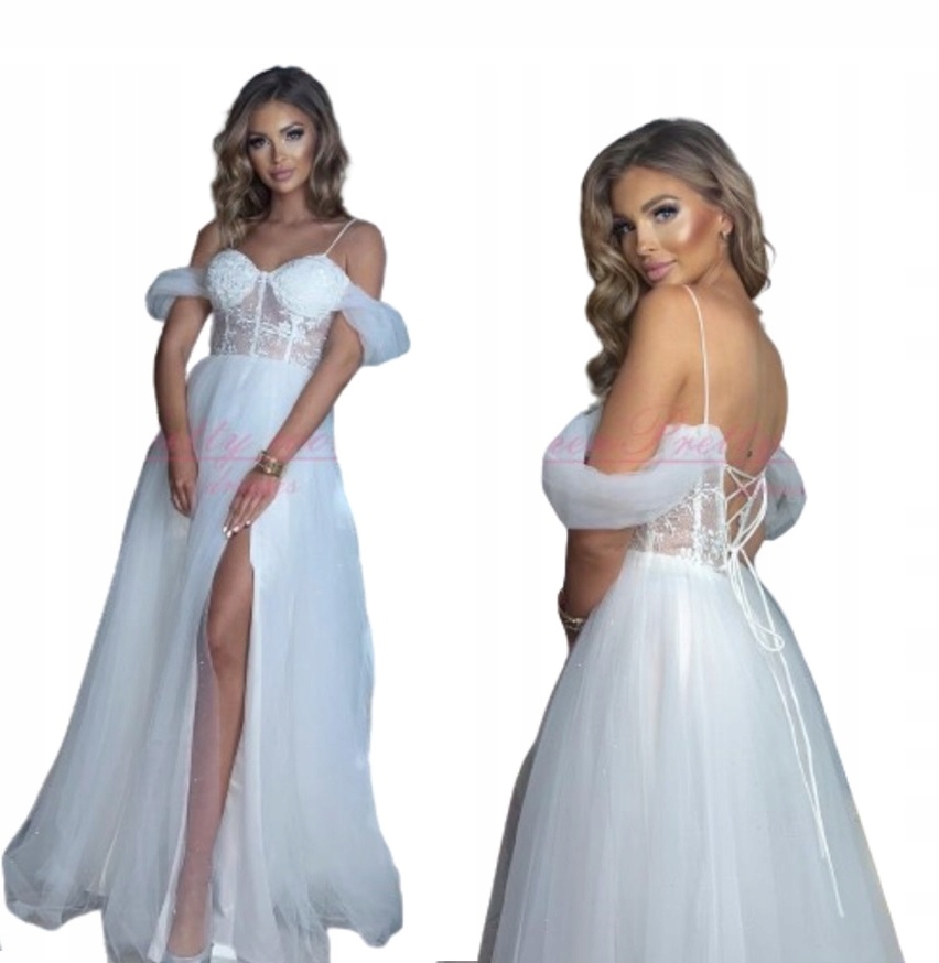 Lyanna Bílá Dlouhá Šaty s svatební Gipiurou M