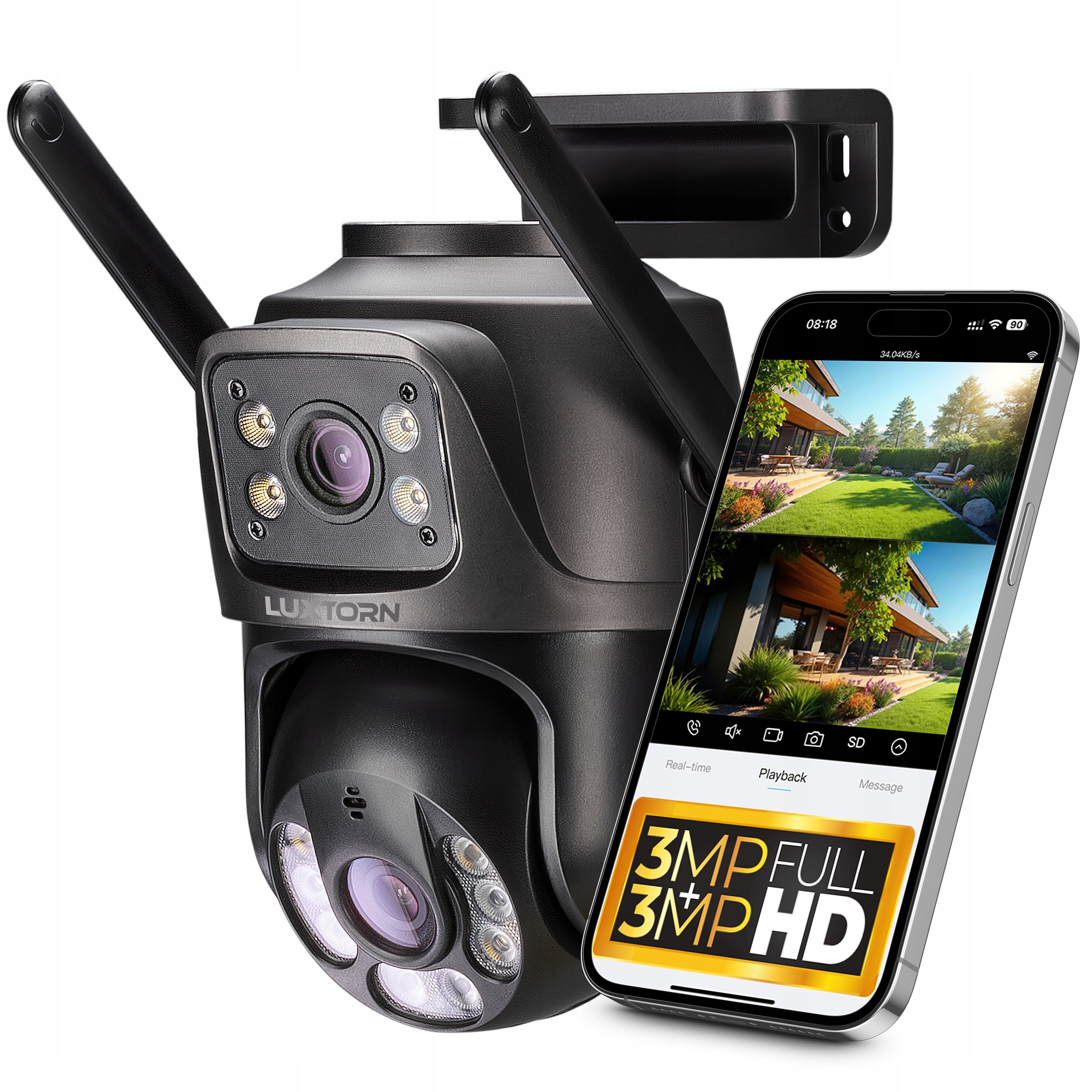 Kamera Zewnętrzna Obrotowa 2 Obiektywy Wifi 2x3MPx 6MPx Audio