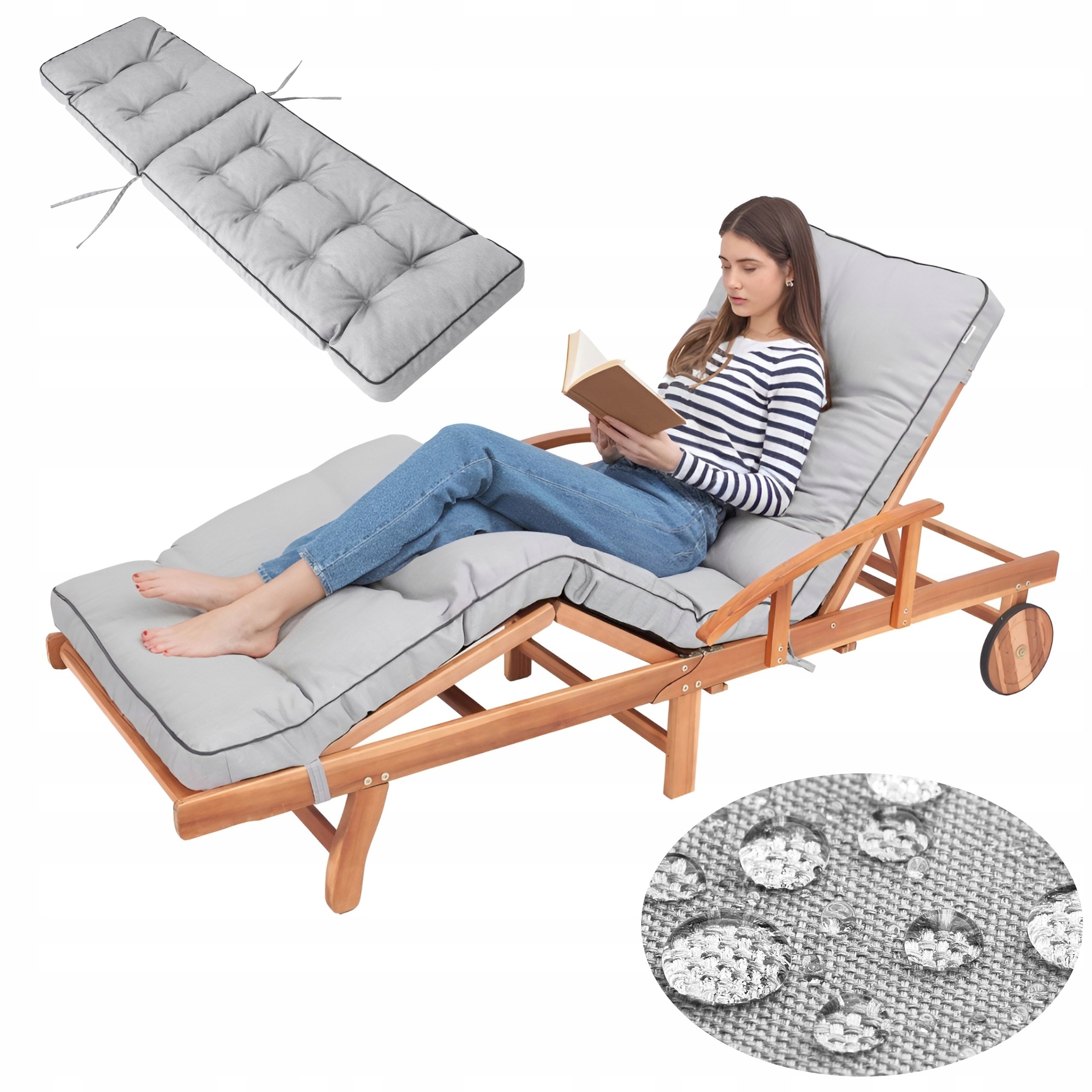 Poduszka na leżak ogrodowy długi Poduszka na meble wodoodporna 201x55 cm