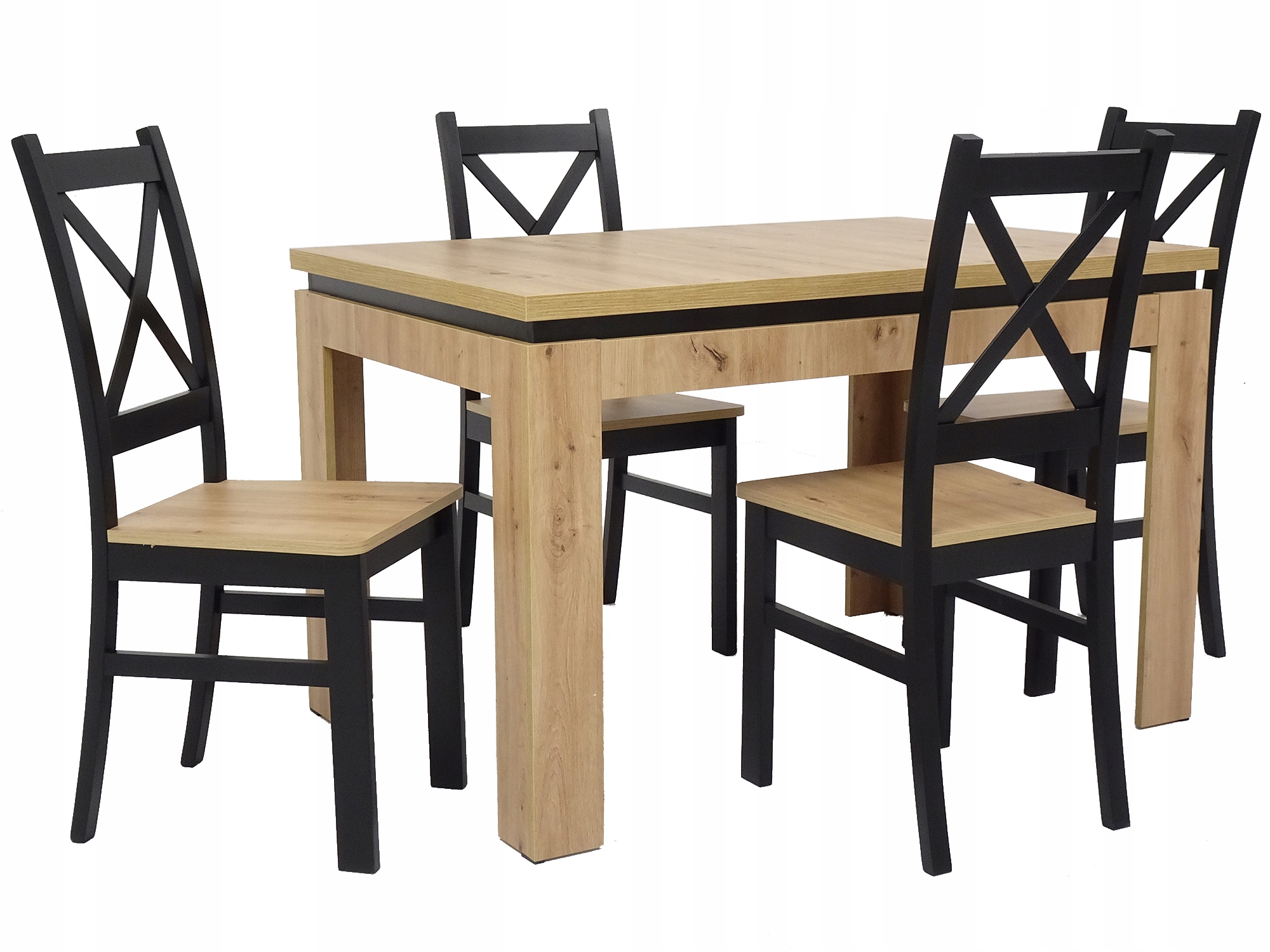 Zestaw stół rozkładany i 4 krzesła krzyżak ARTISAN