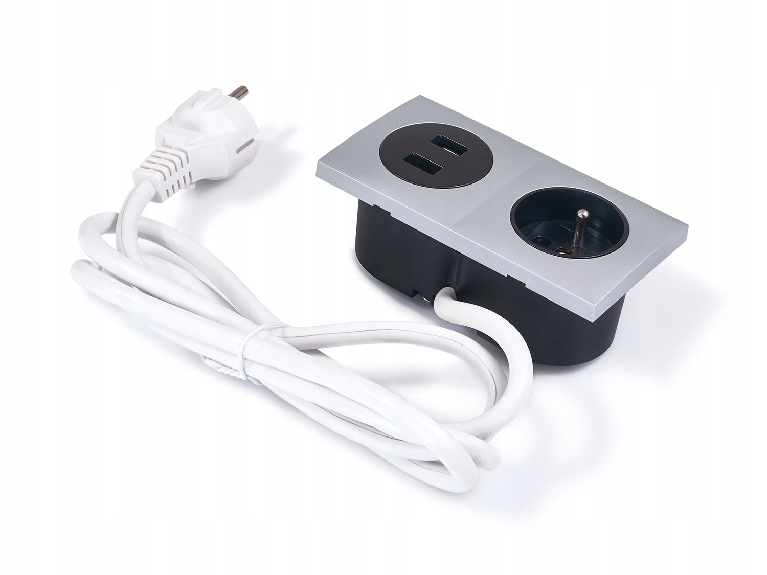Elektrická zásuvka stolní Usb zapuštěná stříbrná