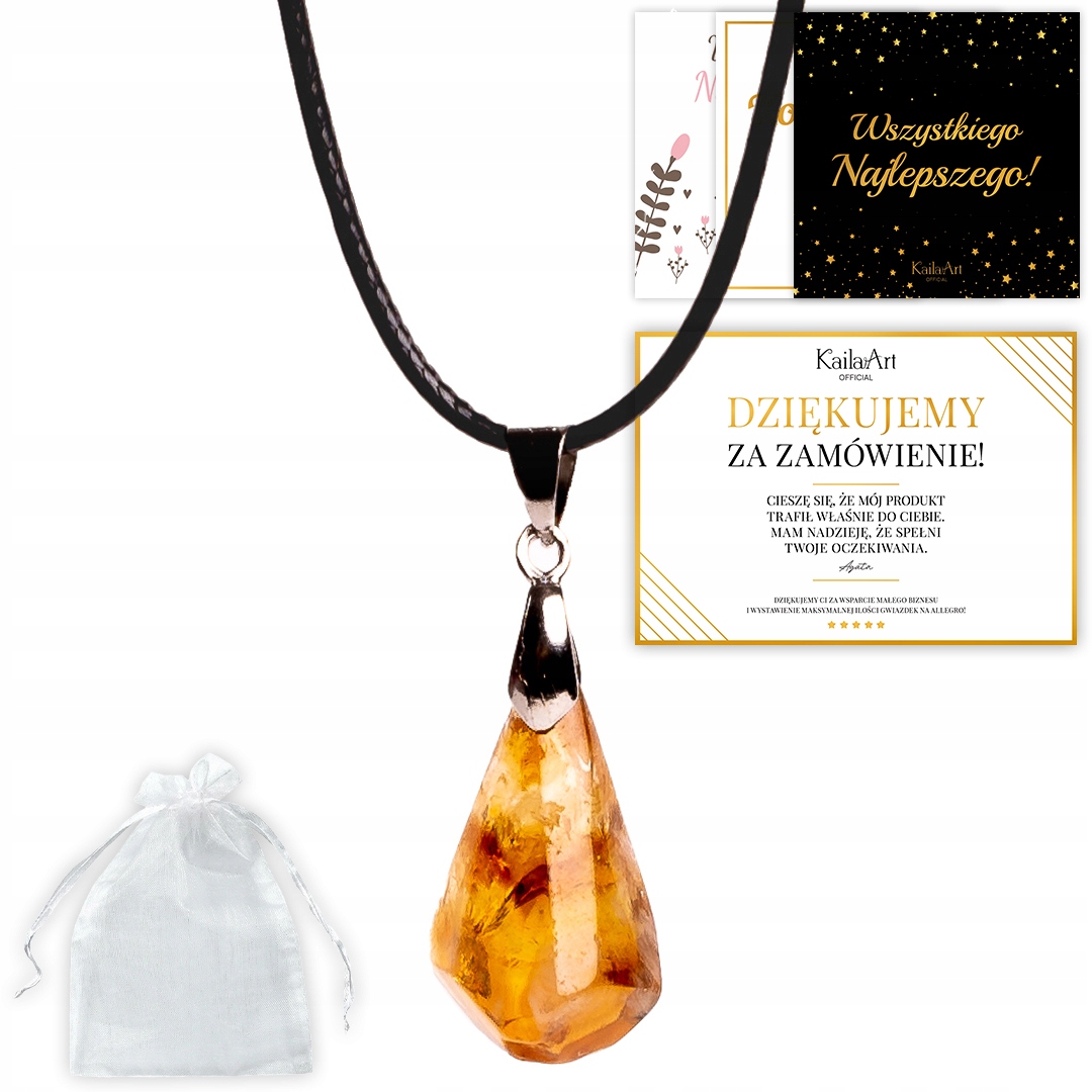 Přívěsek Citron Přírodní Náhrdelník S Citronem Kámen Pro Štěstí Amulet