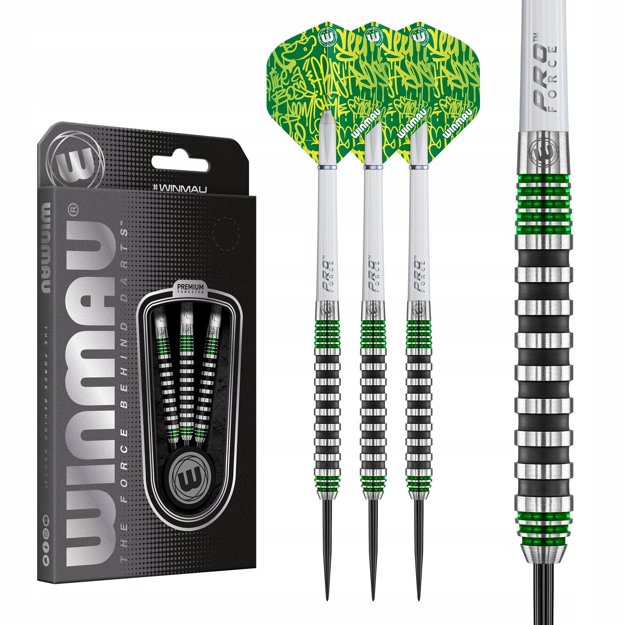 WINMAU Advance 500 Zielone Rzutki 24g Z Dartami i Piórkami