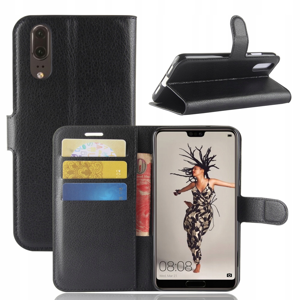 

Etui Portfel Litchi, Pokrowiec Do Huawei P20