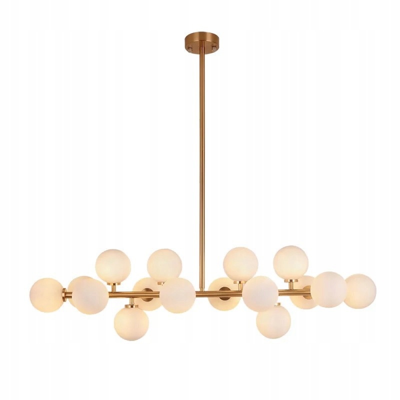Lampa Sufitowa Nad Stół Złota Kule 16 Głów 60W Galwanizowana