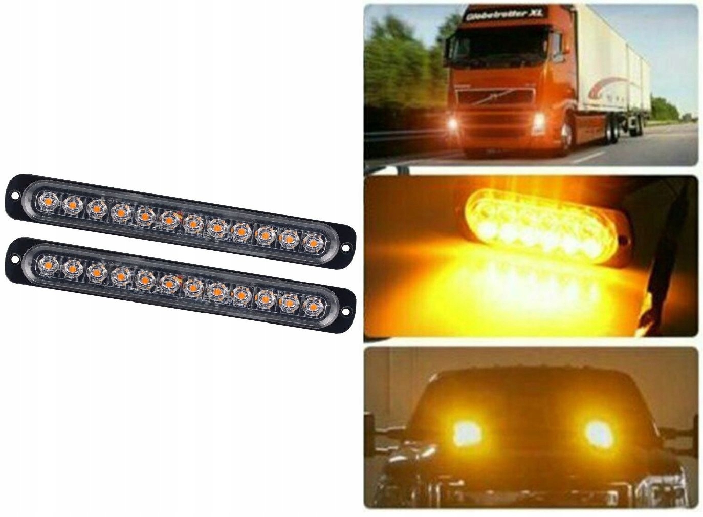 2 x ŚWIATŁO OSTRZEGAWCZE 12 LED KOGUT AWARYJNE Numer katalogowy części ŚWIATŁA OSTRZEGAWCZE LED 2 SZT. 12xLED