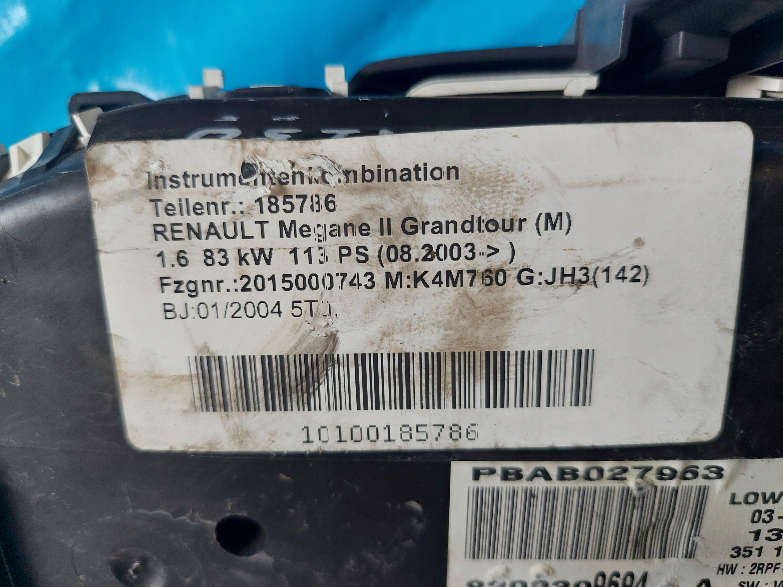dials clock MEGANE II 1.6 16V 8200399694