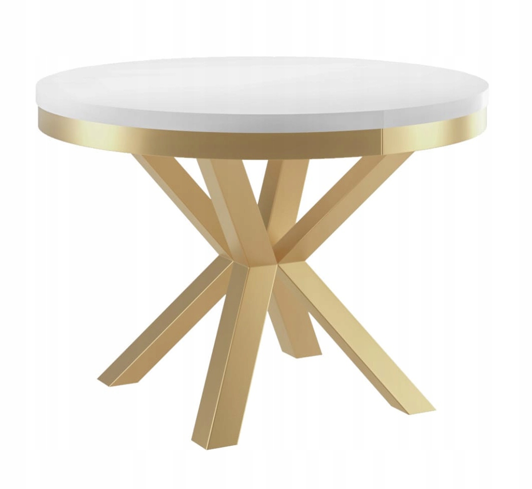 Stół okrągły rozkładany 100-176 cm złoty industial