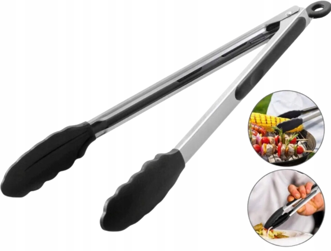 KUCHENNE SZCZYPCE DO GRILLA MIĘSA SAŁATY ŁAPKI SILIKONOWE SZCZYPCE 34 CM
