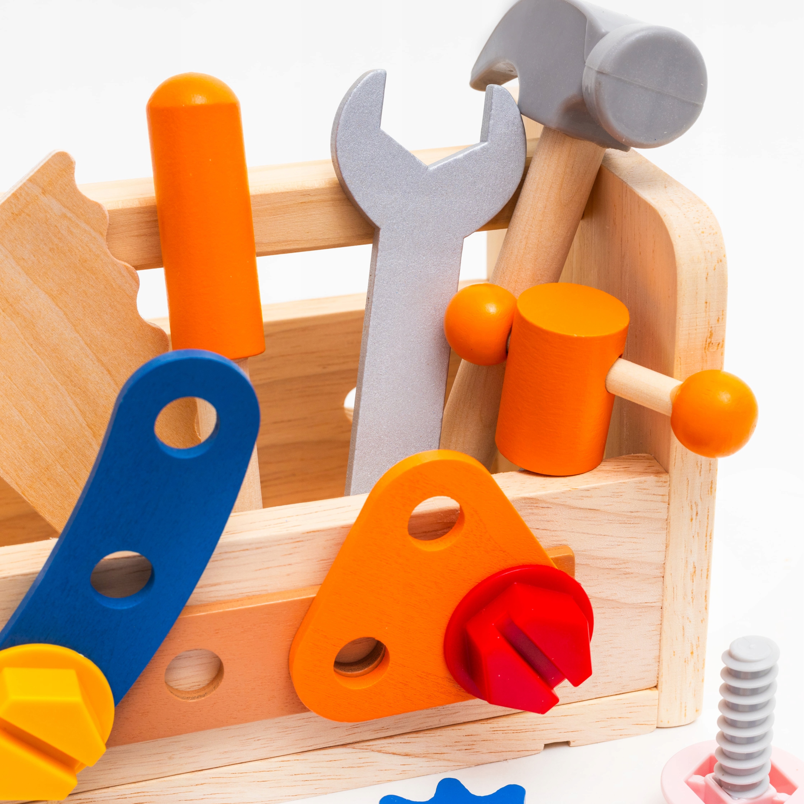 Skrzynka Drewniana Majsterkowicza Zestaw Młotek Śrubokręt Klucz Śruby Marka Szomik