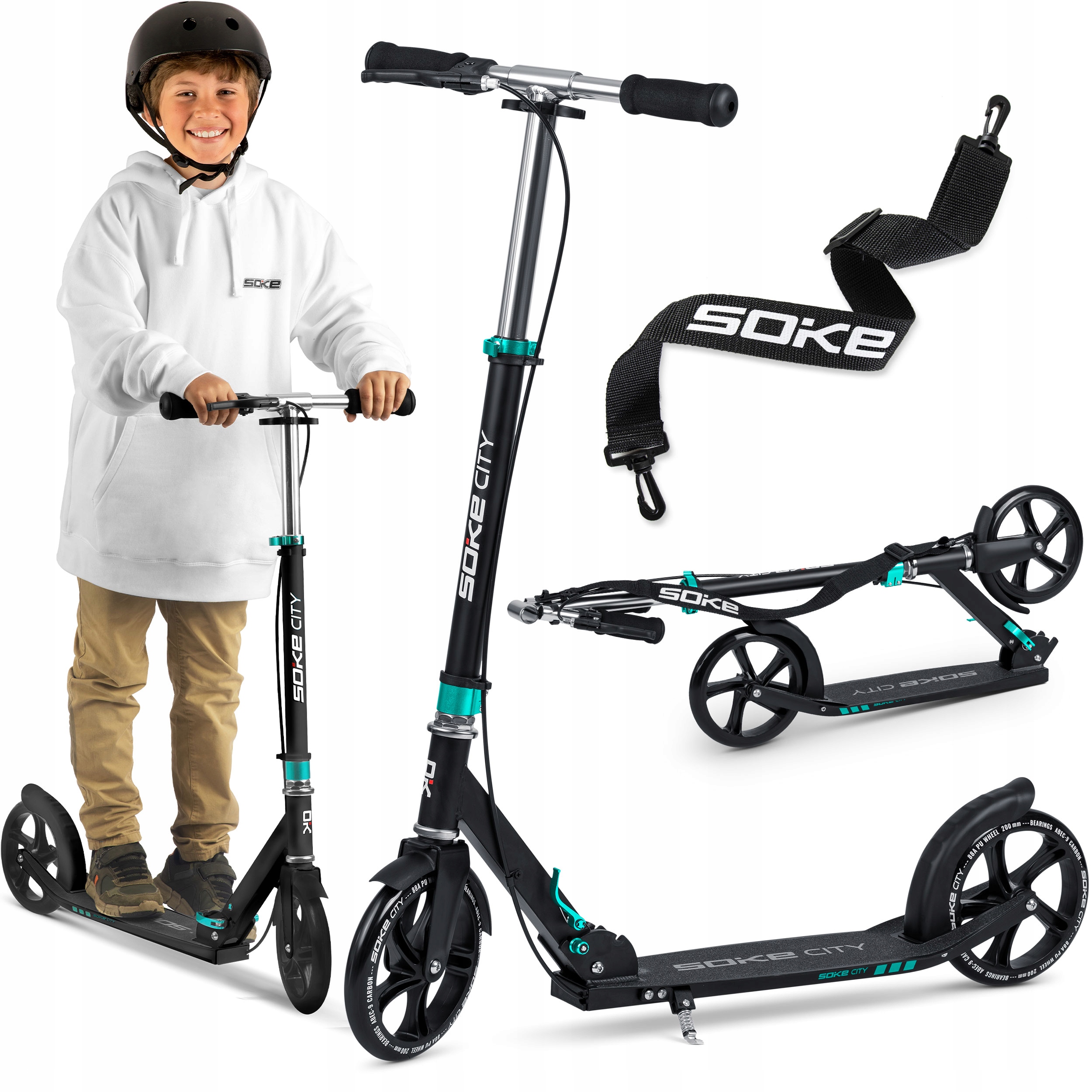 Hulajnoga Dla Dzieci Soke City Duże Koła Składana Pasek