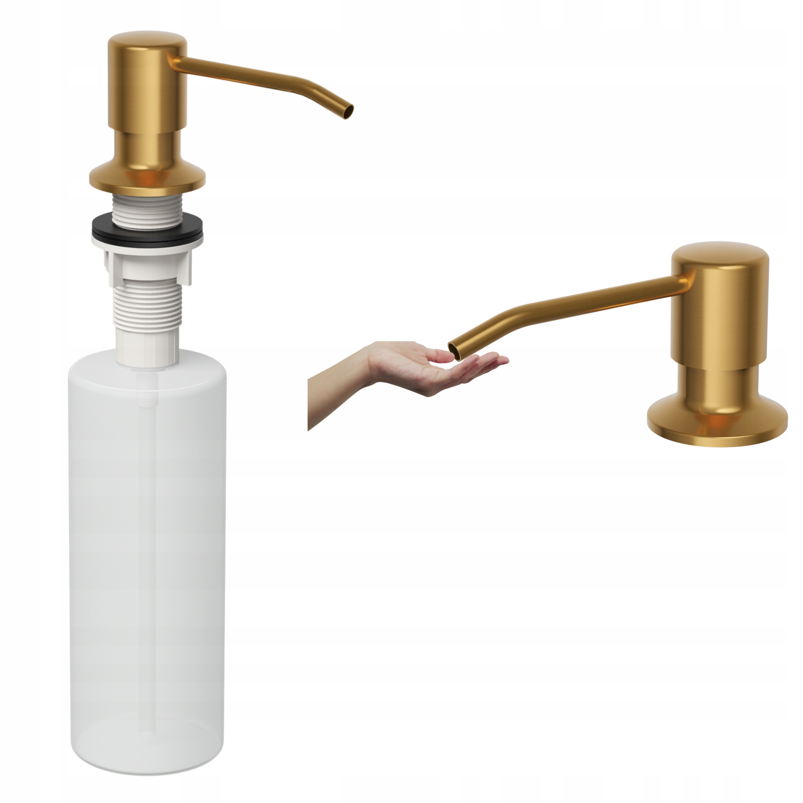 Dávkovač Kulatý Pro Dřez Kartáčované Zlato Kuchyňská Tekutina Mýdlo