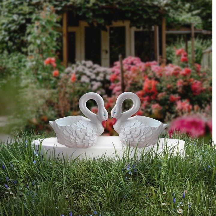 DONICA ŁABĘDŹ FIGURKA OGRODOWA OSŁONKA NA KWIATY ZESTAW 2x MAŁA Producent inna