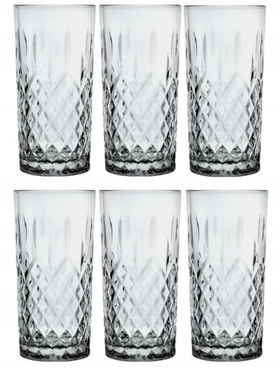 

Komplet 6 Szklanek Long Drink 300ml Kryształ Szare