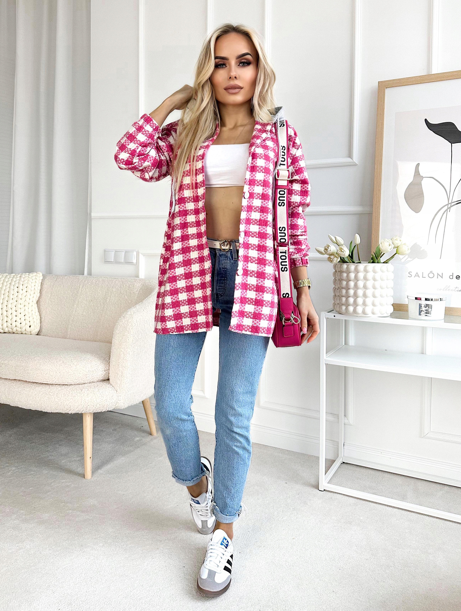 KOSZULA DAMSKA w kratę idealna stylowa modna super kolory kaptur Rozmiar M