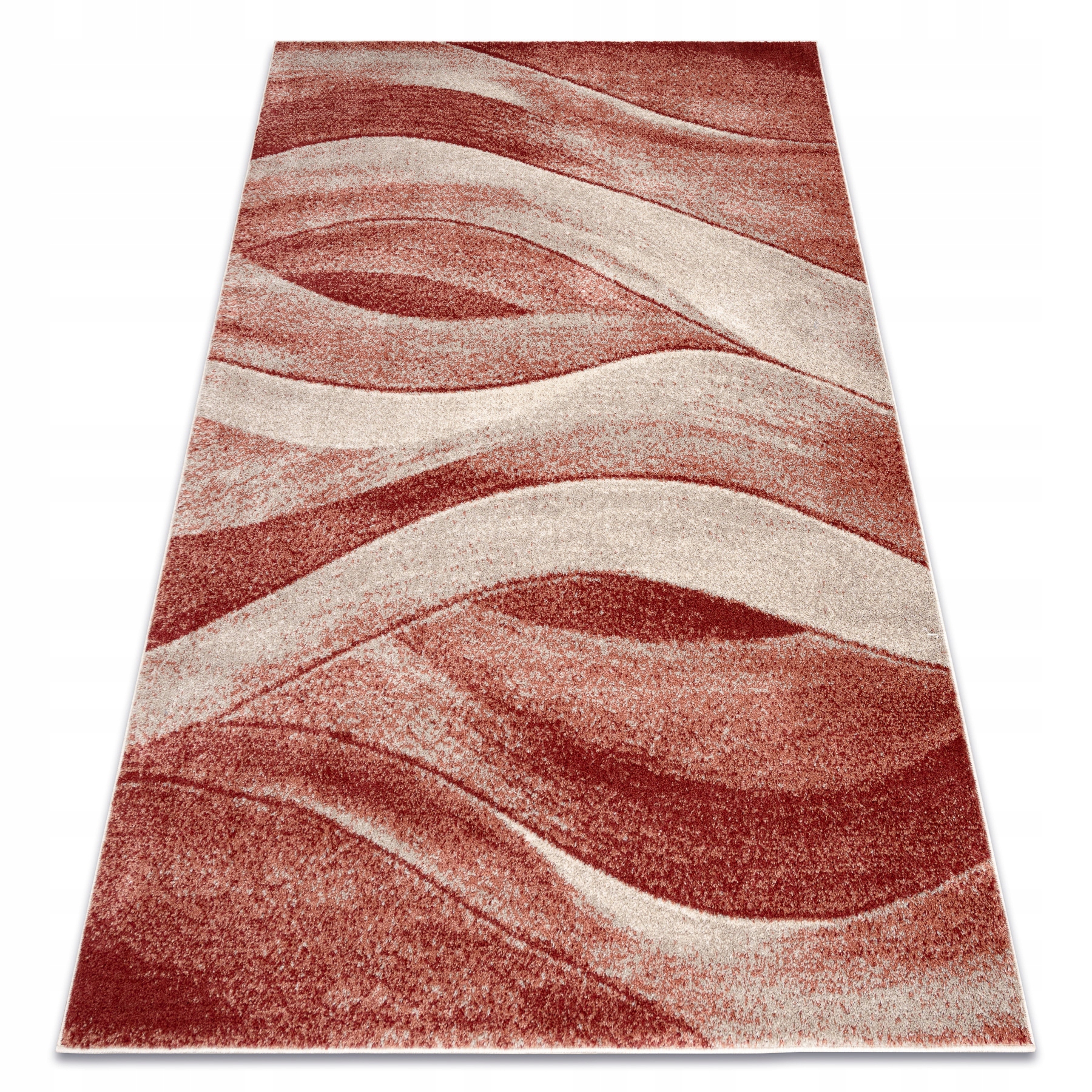 Nowoczesny Dywan Do Salonu Sypialni Fale Abstrakcyjny terakota 280x370 cm