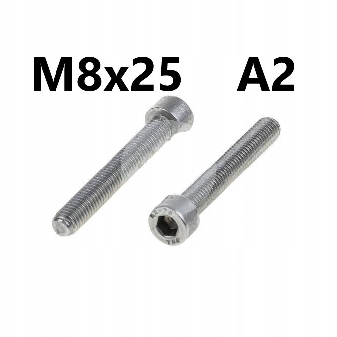 

10x M8x25 Śruba Imbusowa Walcowa Nierdzewna A2