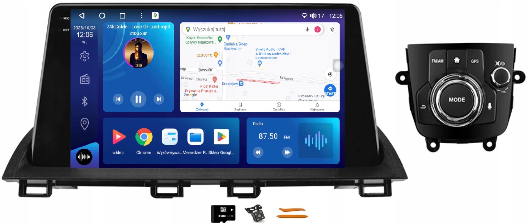 Radio Android Nawigacja XQ8120S Qled Carplay Lte Gps Dsp Mazda 3 III 13-18