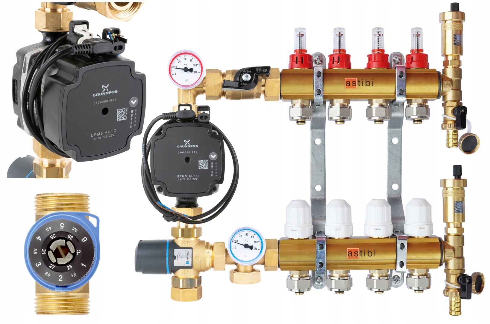 ROZDZIELACZ 6 DO PODŁOGÓWKI ZESTAW AFRISO GRUNDFOS