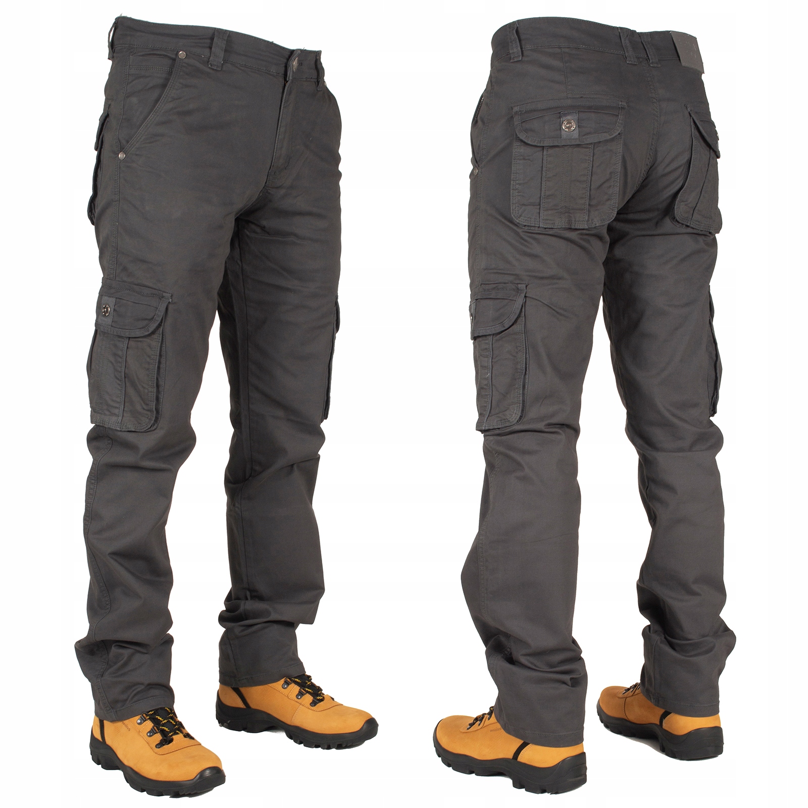 Spodnie męskie bojówki W:42 108 CM robocze szare