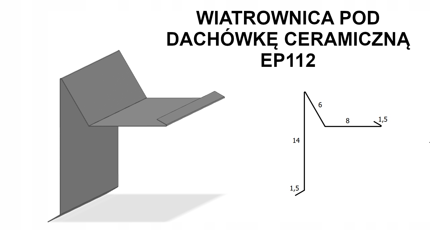 

Wiatrownica pod dachówkę EP112 Kolory, Ocynk 1mb
