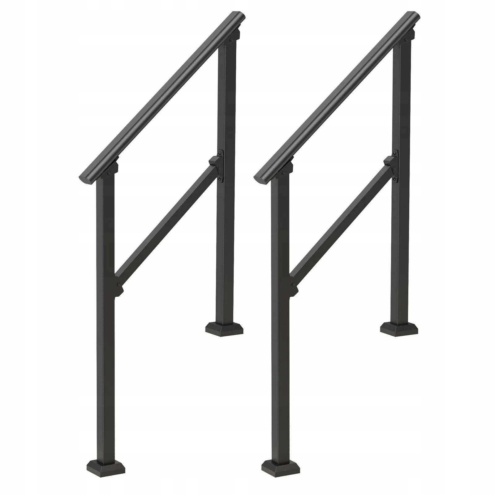 Prémiové čierne schodiskové zábradlia 103 cm 2 stupne, oceľ, 2 kusy, sada