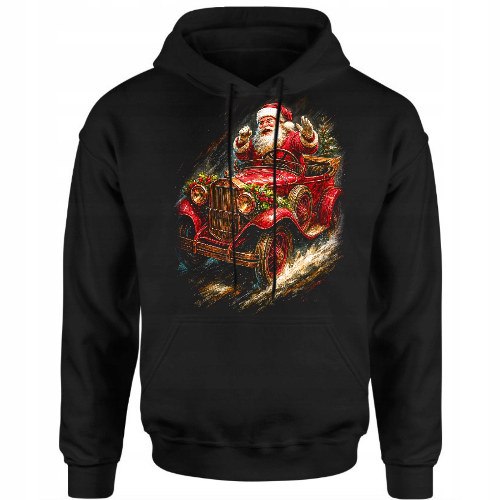 Mikina Vánoční pánská Mikuláš Auto 3D potisk Dárek Hvězdička Bavlna XL
