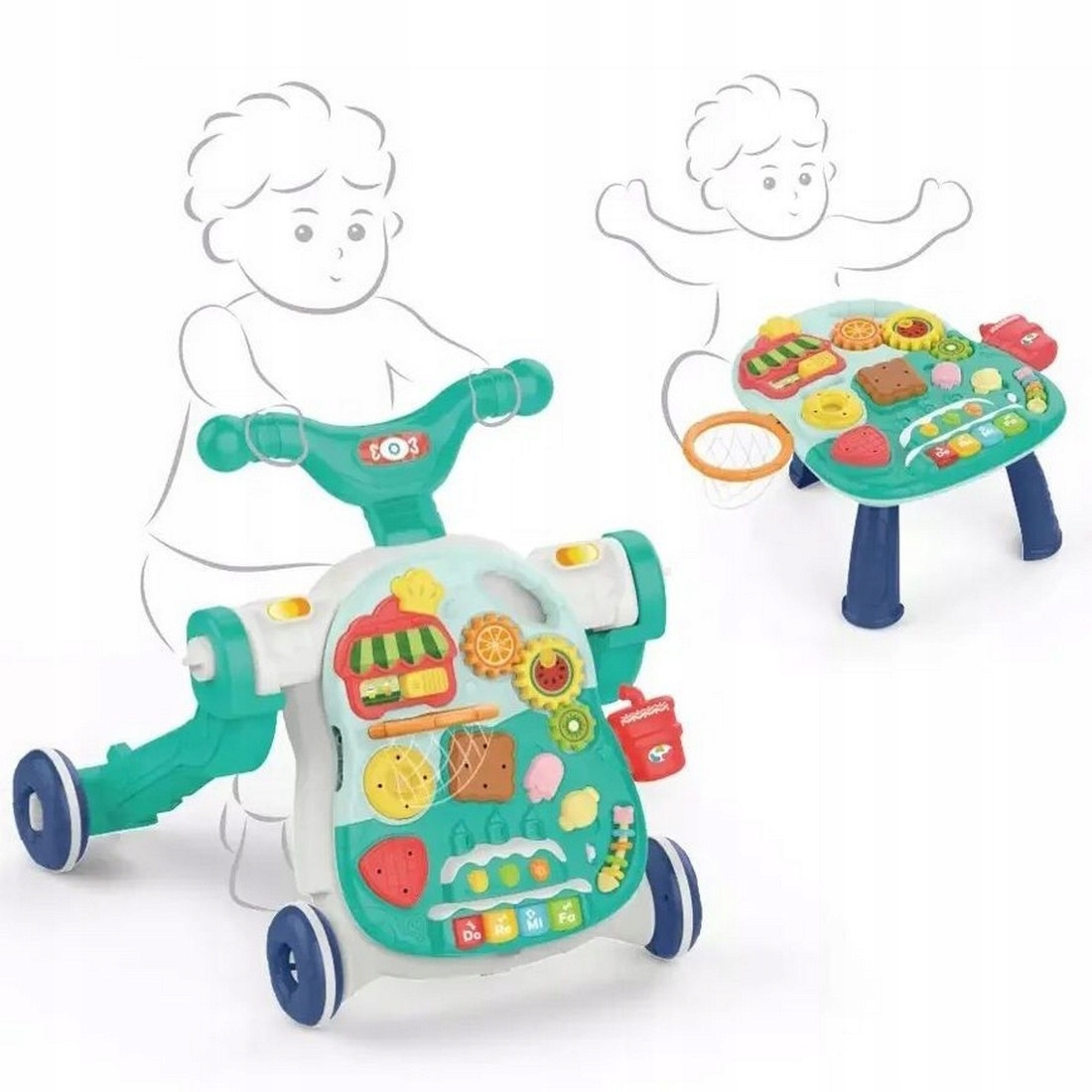 CHODZIK PCHACZ INTERAKTYWNY STOLIK JEŻDZIK PANEL EDUKACYJNY 2W1 PIANINKO Kod producenta 25879