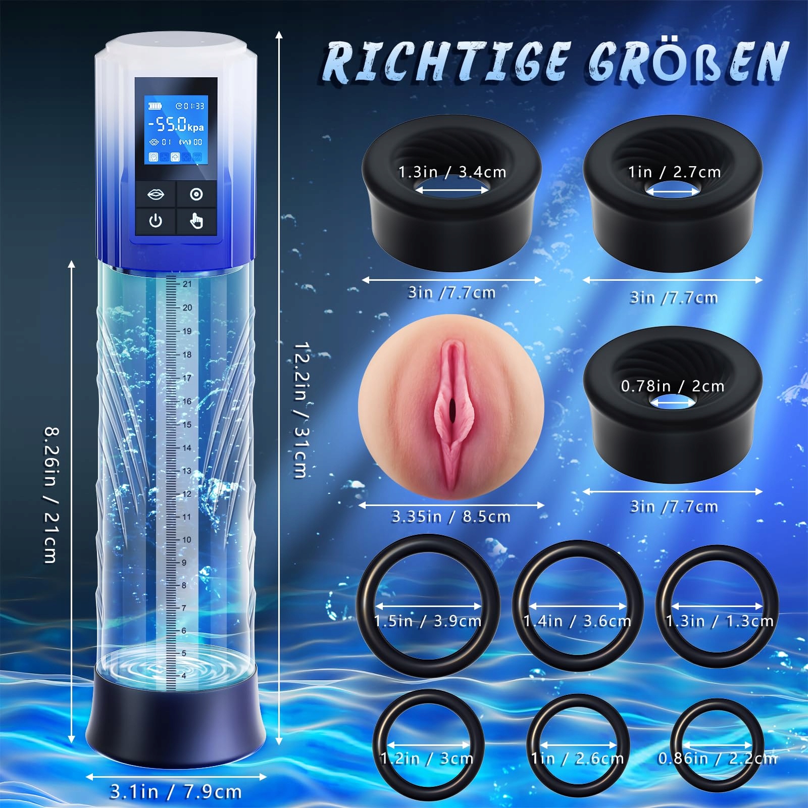 DUREX Elektryczna Pompka do Penisa Zestaw z Pierścieniem i Masturbatorem — miniatura 6