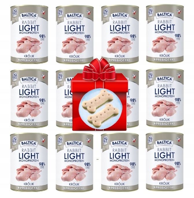 Baltica monobiałkowa karma +prebiotyki Królik Light niskokaloryczna 12x400g