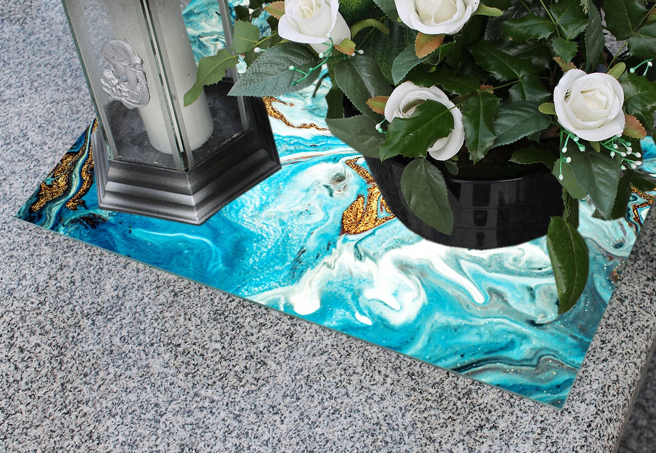 Podstawka na CMENTARZ pod ZNICZE Szkło Hartowane POMNIK 52x40cm MARMUR Materiał szkło hartowane