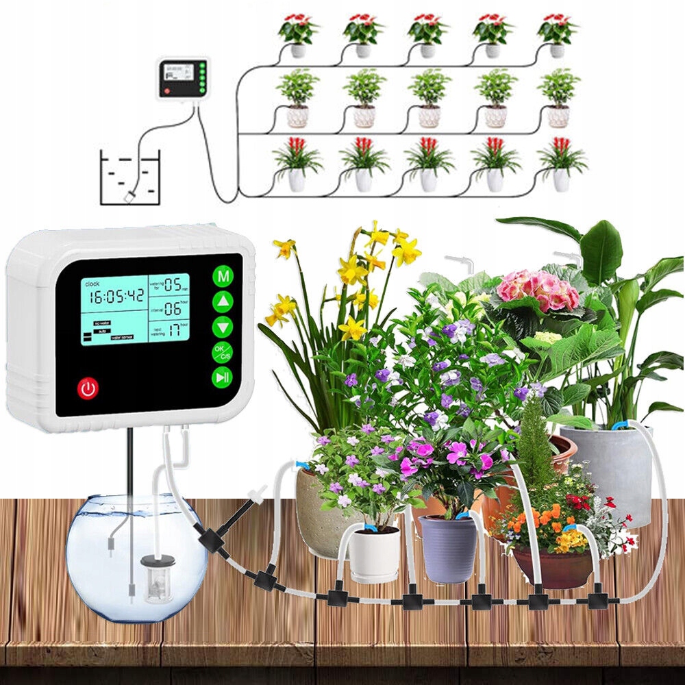 Sada Automatického Zavlažovacího Systému Pro Rostliny V Květináčích S Časovačem