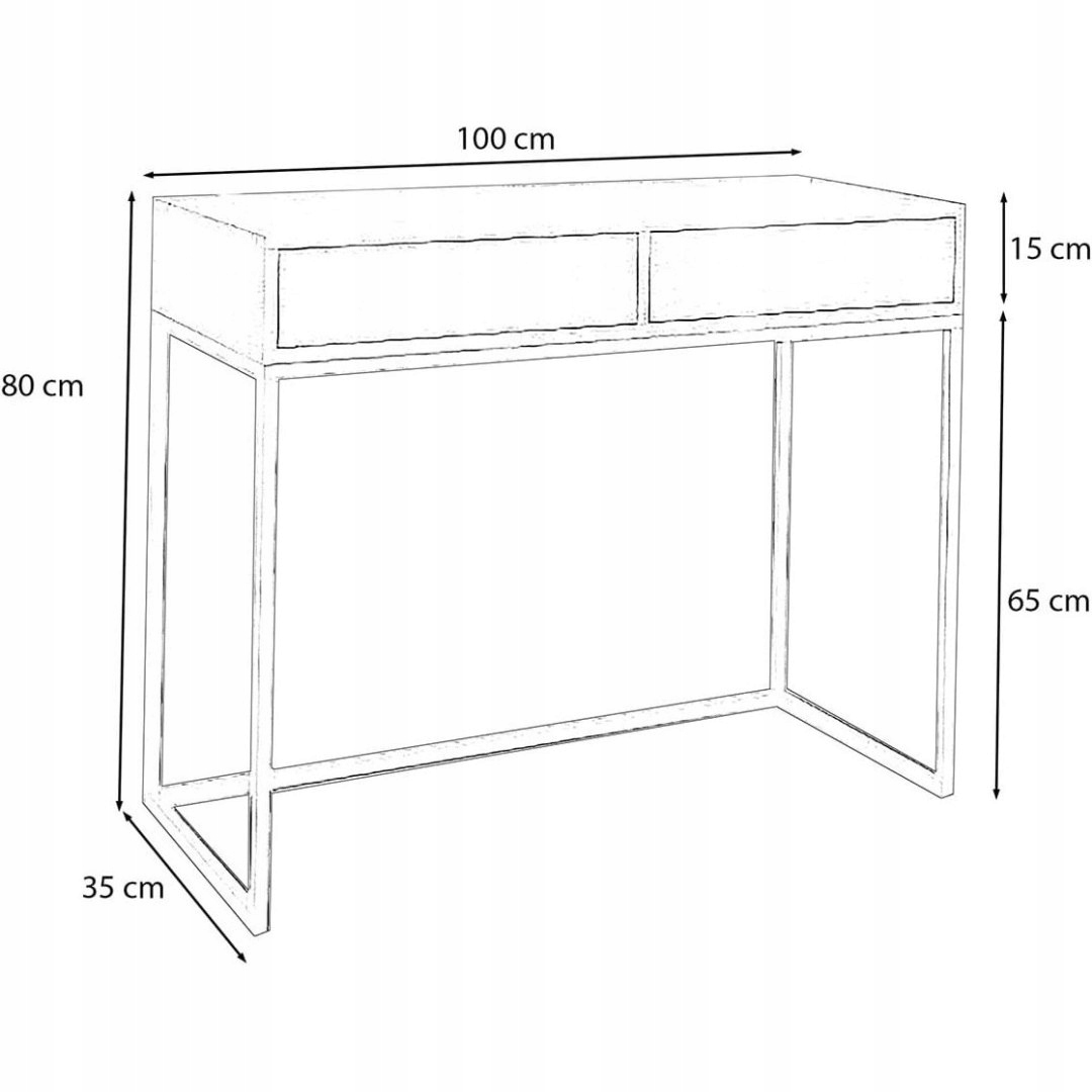 Toaletka Biurko 100cm czarny / biały Głębokość mebla 35 cm