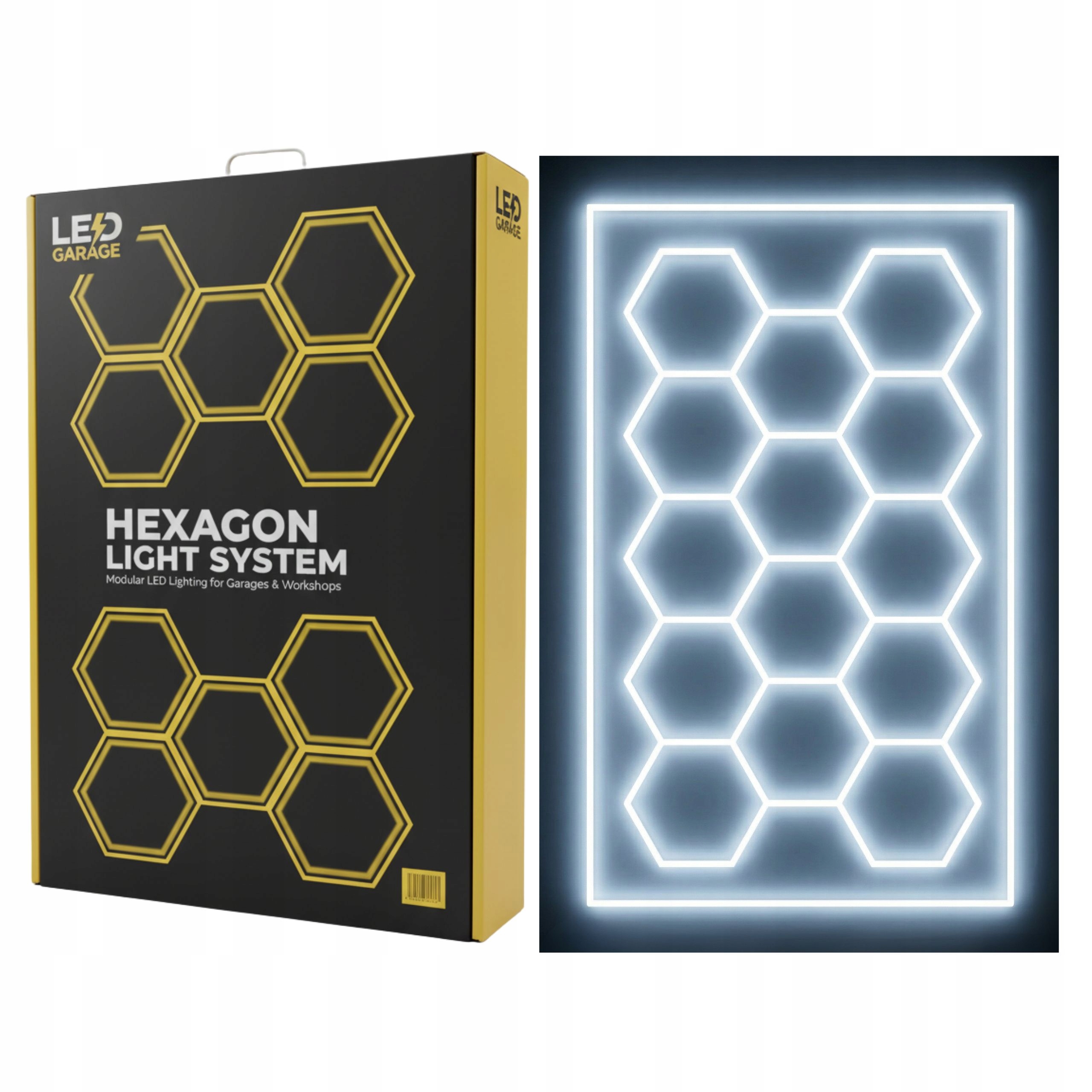 Lampa garażowa Led hexagon warsztat biuro plaster miodu sufitowa 484x243