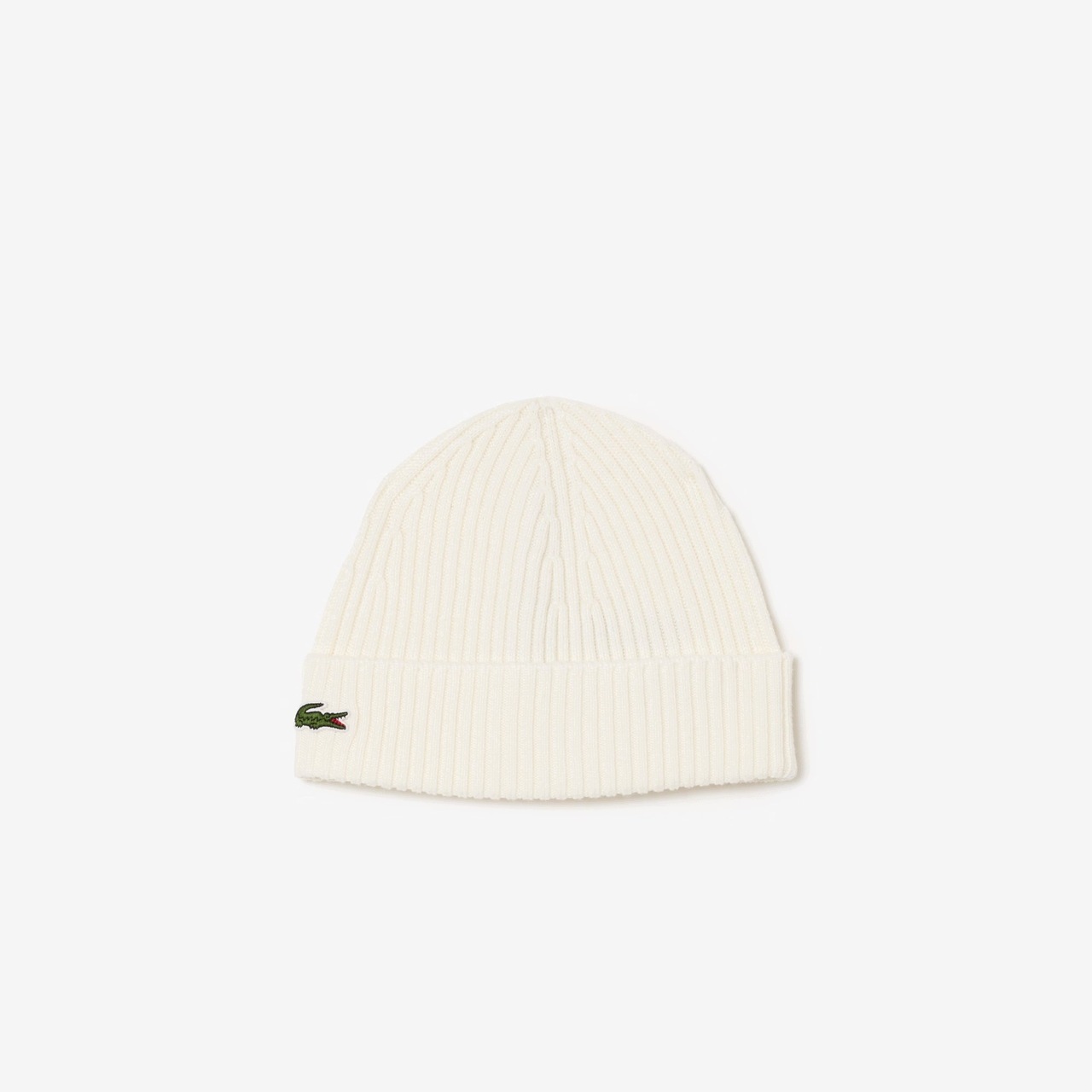 Lacoste Čepice Rib Knit Wool Beanie White