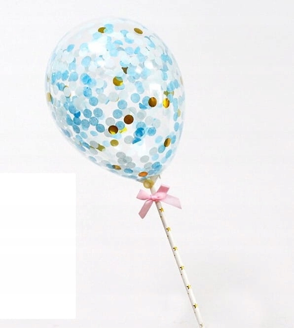 

Balon z confetti na tort Niebieski topper
